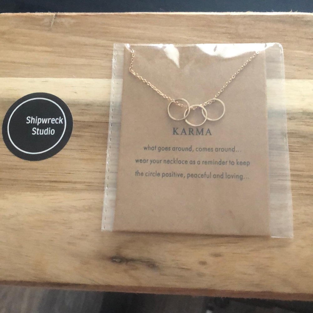 Gold Plated Karma Necklace New on Card